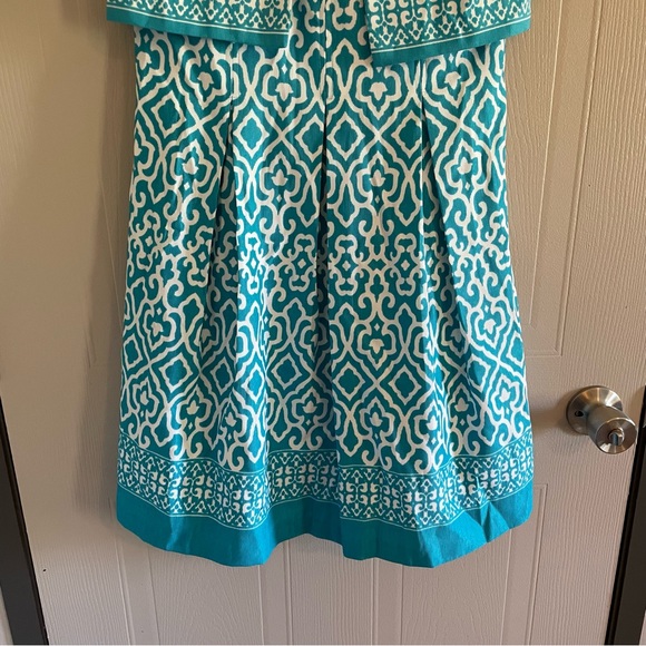 Kim Rogers aqua blue & white 2pc jacket dress 4 petite NWT - Picture 3 of 16